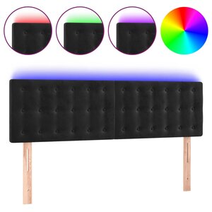 vidaXL Tête de lit à LED Noir 144x5x78/88 cm Velours