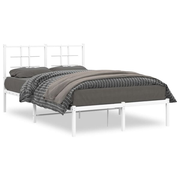 vidaXL Cadre de lit métal avec tête de lit blanc 120x190 cm