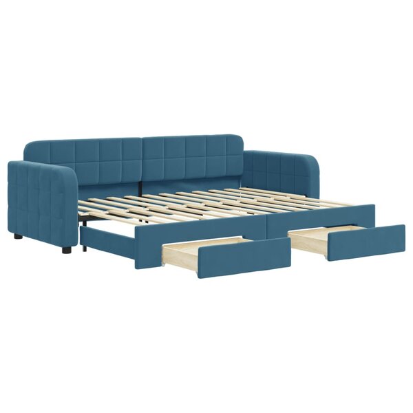 vidaXL Lit de jour avec gigogne et tiroirs sans matelas bleu 80x200 cm