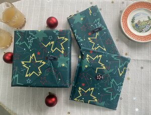 KIT 3 emballages cadeaux réutilisables - Collection Étoiles Vert