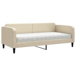 vidaXL Lit de jour avec matelas crème 90x200 cm tissu