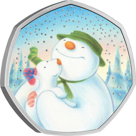 Pièce de monnaie en Argent 50 Pence g 8 Millésime 2022 Winter Tale Snowman SNOWMAN