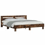 vidaXL Cadre de lit avec tête de lit chêne fumé 160x200 cm