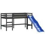 vidaXL Lit mezzanine enfants et tunnel blanc/noir 90x190 cm pin massif