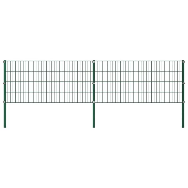 vidaXL Panneau de clôture avec poteaux Fer 3 4 x 0 8 m Vert
