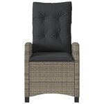 vidaXL Chaise inclinable de jardin avec coussins gris résine tressée
