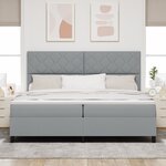 vidaXL Lit à ressorts avec matelas gris clair 200x200 cm en tissu