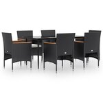 vidaXL Ensemble à manger de jardin avec coussins 7 Pièces Noir
