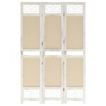vidaXL Cloison de séparation 3 panneaux Crème 105x165 cm Tissu