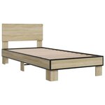 vidaXL Cadre de lit chêne sonoma 100x200 cm bois d'ingénierie et métal