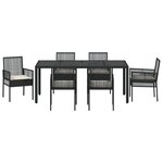 Ensemble de Salle à Manger de Jardin 7 pièces avec Coussins en Poly Rattan Noir