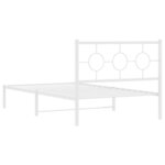 vidaXL Cadre de lit métal avec tête de lit/pied de lit blanc 107x203cm