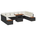 vidaXL Ensemble de salle à manger de jardin 11 pièces avec coussins en rotin noir