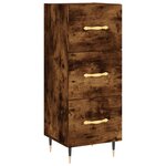 vidaXL Buffet haut Chêne fumé 34 5x34x180 cm Bois d'ingénierie