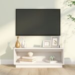 vidaXL Meuble TV Blanc 90x35x35 cm Bois de pin massif