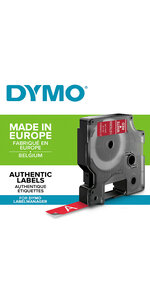 DYMO LabelManager cassette ruban D1 durable haute résistance Blanc/Rouge 12mm x 3m