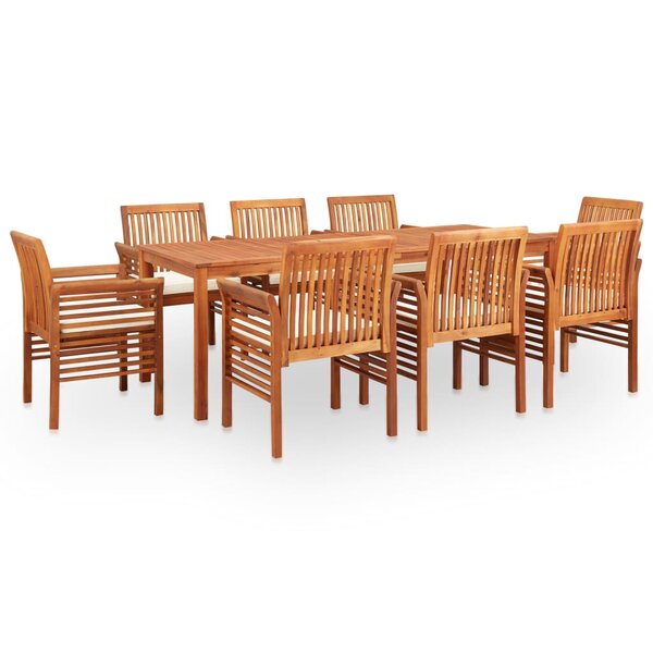 vidaXL Mobilier à dîner d'extérieur 9 Pièces et coussins Acacia solide