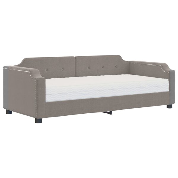 vidaXL Lit de jour avec matelas taupe 90x200 cm tissu