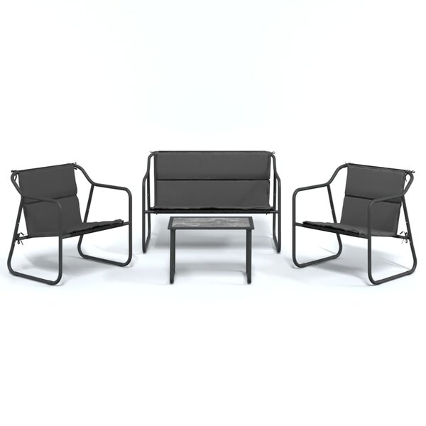 vidaXL Salon de jardin avec coussins 4 Pièces anthracite acier