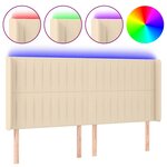 vidaXL Tête de lit à LED Crème 203x16x118/128 cm Tissu