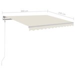 vidaXL Auvent manuel rétractable avec LED 3x2 5 m Crème