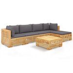 vidaXL Salon de jardin 6 Pièces avec coussins Bois de teck solide