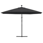 vidaXL Parasol déporté avec lumières LED Noir 350 cm