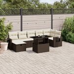 vidaXL Salon de jardin 8 Pièces avec coussins marron résine tressée