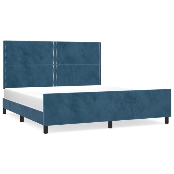 vidaXL Cadre de lit avec tête de lit Bleu foncé 180x200 cm Velours