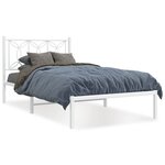 vidaXL Cadre de lit métal avec tête de lit blanc 100x190 cm