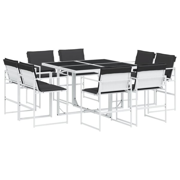 vidaXL Ensemble à manger de jardin avec coussins 9 Pièces blanc textilène
