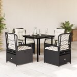 vidaXL Ensemble à manger de jardin coussins 5Pièces Noir Résine tressée