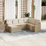vidaXL Salon de jardin avec coussins 7 Pièces beige résine tressée