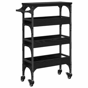 vidaXL Chariot de cuisine Chêne noir 53 x 20 x 76 cm Bois d'ingénierie
