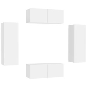 vidaXL Ensemble de meubles TV 4 Pièces Blanc Bois d'ingénierie