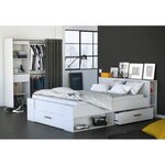 Lit adulte contemporain blanc mat - 140 x 190 cm