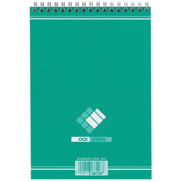 bloc sténo 148x210mm 60g 90 feuilles uni x 10 001BLOC