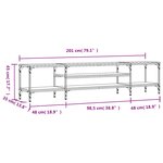 vidaXL Meuble TV chêne fumé 201x35x45 cm bois d'ingénierie et fer