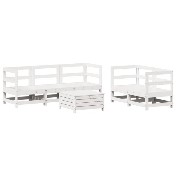 vidaXL Salon de jardin 6 Pièces blanc bois de pin massif