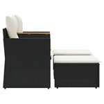 vidaXL Canapé de jardin 2 places avec tabourets noir résine tressée