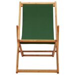 vidaXL Chaise pliable de plage bois d'eucalyptus et tissu vert