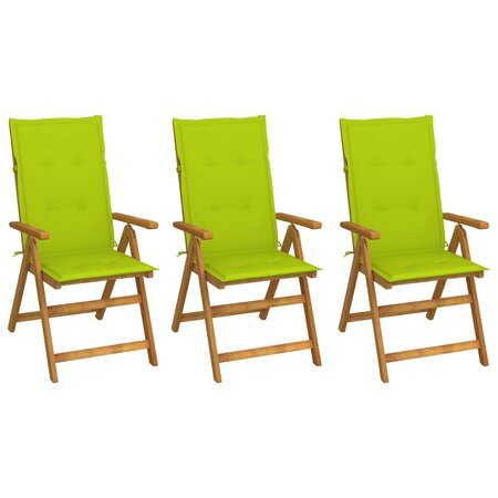 vidaXL Chaises pliables de jardin lot de 3 avec coussins Bois d'acacia