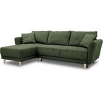 Canapé d'angle convertible réversible 3-4 places tissu Vert Olive à coffre de rangement - 244 x 158 x Hauteur 95 cm