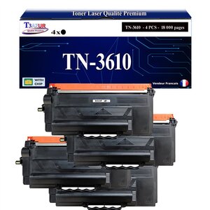 T3AZUR- Toner compatible avec brother TN3610 TN3610 Noir (18 000 pages)