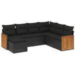 vidaXL Salon de jardin 7 Pièces avec coussins noir résine tressée