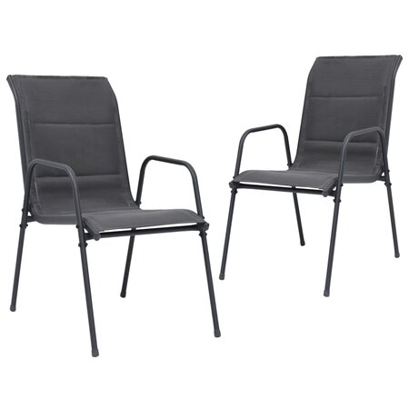 vidaXL Chaises empilables de jardin 2Pièces Acier et textilène Anthracite