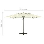 vidaXL Parasol à 4 niveaux avec mât en aluminium Sable 250x250 cm