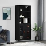vidaXL Buffet haut Noir 69 5x34x180 cm Bois d'ingénierie