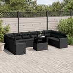 vidaXL Salon de jardin 11 Pièces avec coussins noir résine tressée