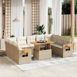 vidaXL Salon de jardin 11 Pièces avec coussins beige résine tressée